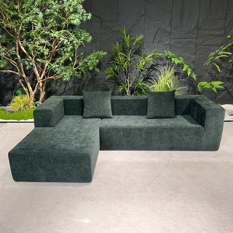 2024 popular living room compression modern home furniture modular L shape compressed fabric velvet couch sofa set