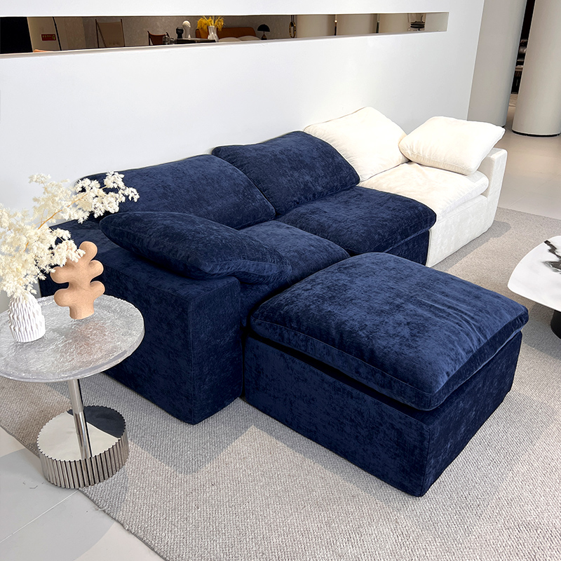 2024 new Cloud Sofa Italian design of modern compressible sofa living room furniture cotton linen fabric compressible sofa set
