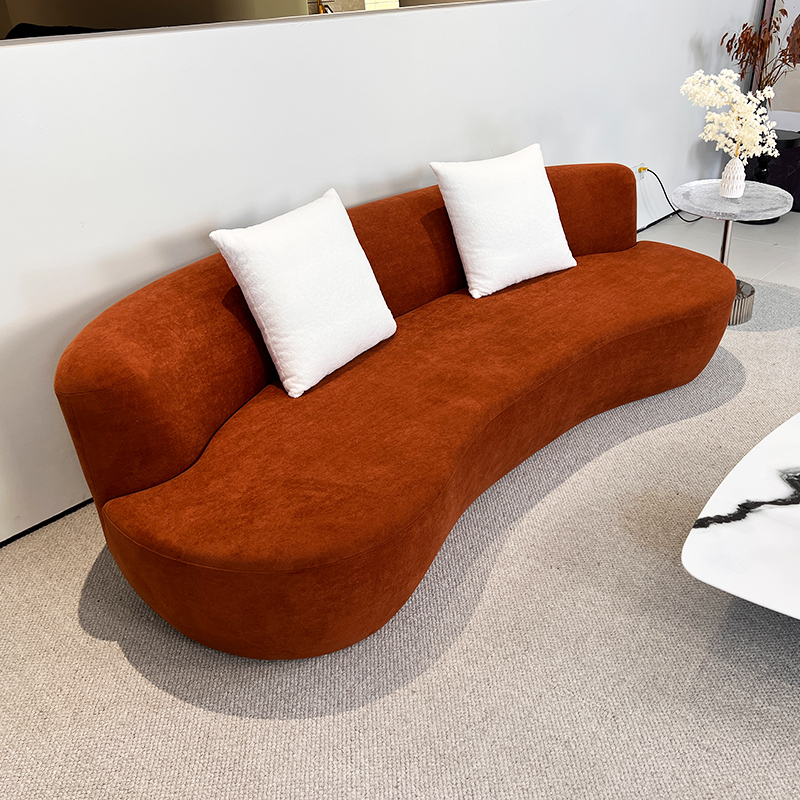 Hot sale modern compressed sofa living room linen velvet fabric curved shape 3 seat couch vacuum compression sofa
