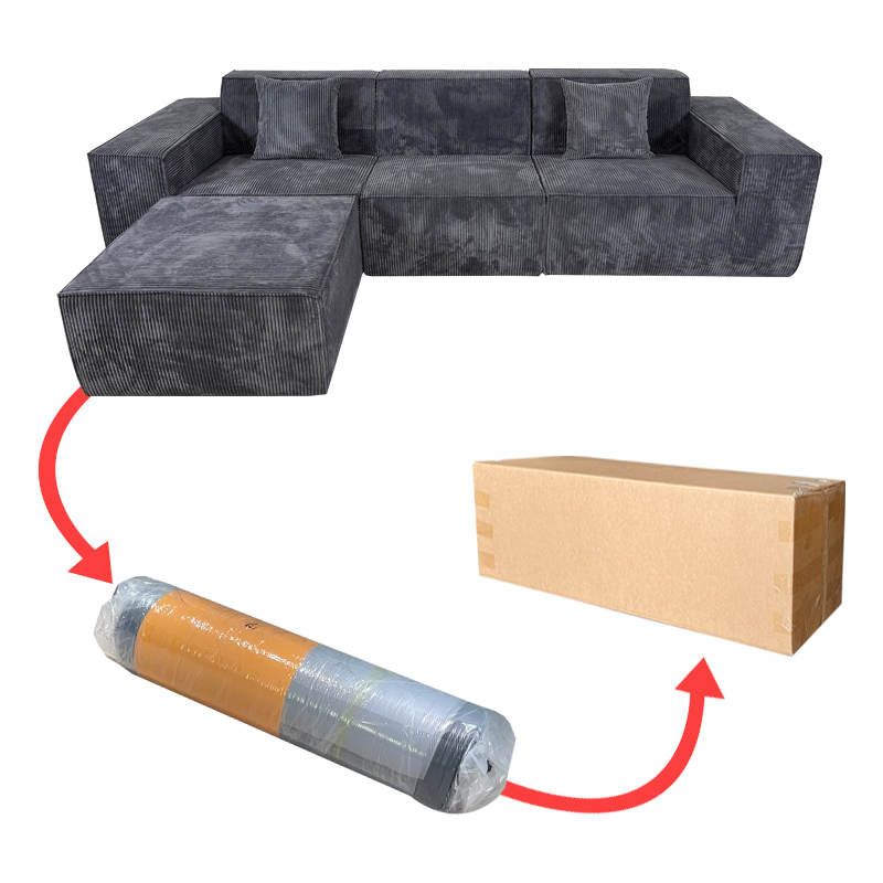 S220  2024 modern wholesale compression living room sofa furniture vacuum small package linen fabric velvet couch sofa set