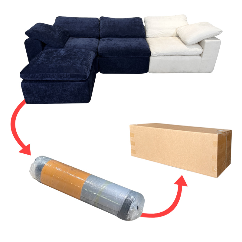 S231 2024 new Cloud Sofa Italian design of modern compressible sofa living room furniture cotton linen fabric compressible sofa set