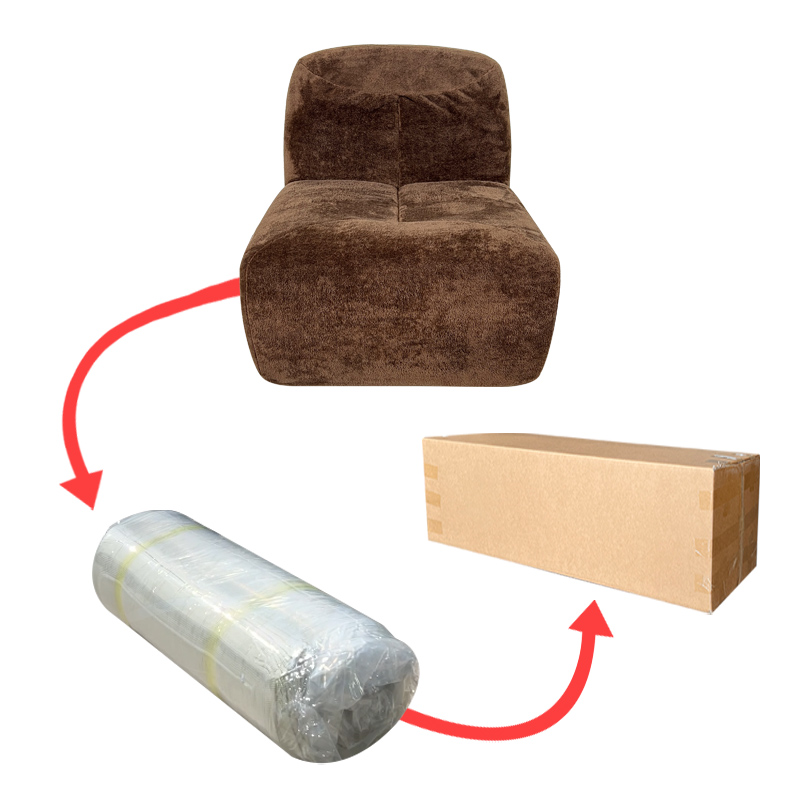 S228 modern compressed sofa furniture sponge velvet fabric customize vacuum compression lounge chair