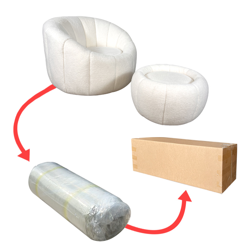 S215 Wholesale Vacuum Compressed Modern Round Foam Single Sofa Chair White Teddy Lazy Pumpkin Accent Sofa Chair