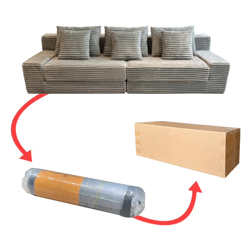 S232-3 Best-selling Compressed Sofa for Living Room Furniture Vacuum-packed Velvet Sofa Cover Straight Row Sofa Bed  Customizable