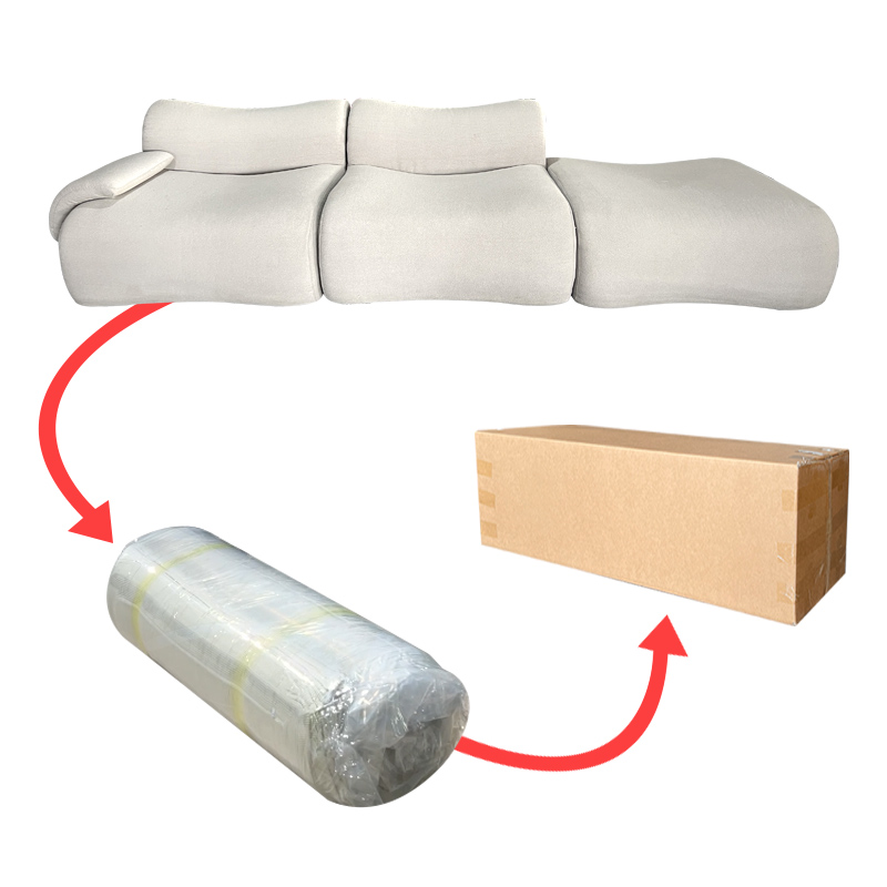 S233 Shunlinghang Popular Living Room Furniture Bamboo Design Sofa Vacuum Packed Compressed Sofa Set Modern Minimalist Fabric Sofa