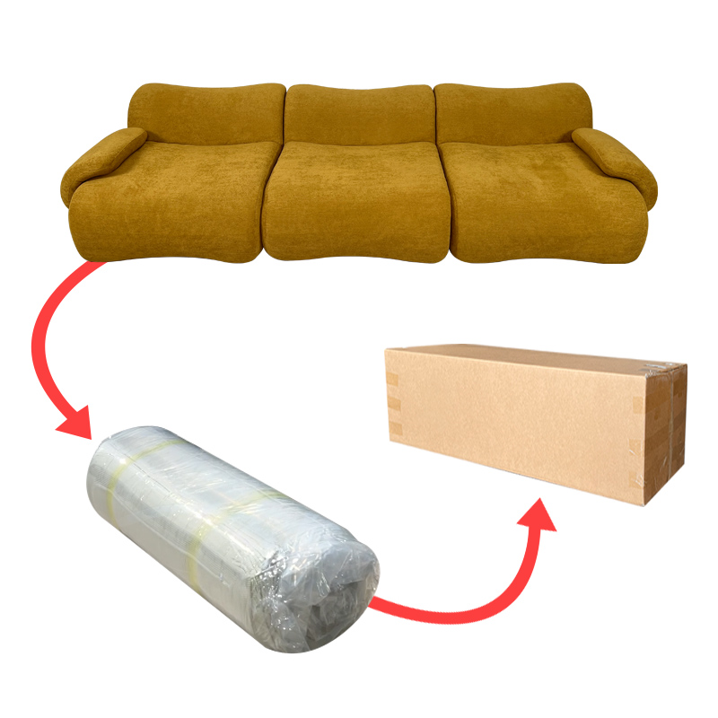 S233-3 Foshan Factory 3 Seater Modern Foam Filling Boneless Couch Vacuum Packed Compressed Modular Sectional Sofa with Armrest