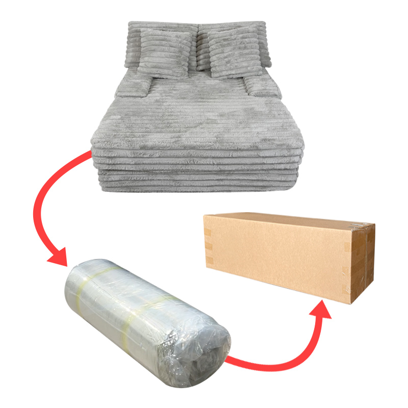 S239 Wholesale Corduroy Oversized Boneless Chaise Lounge Chair Couch Indoor Living Room Vacuum Compressed Sofa for Living Room