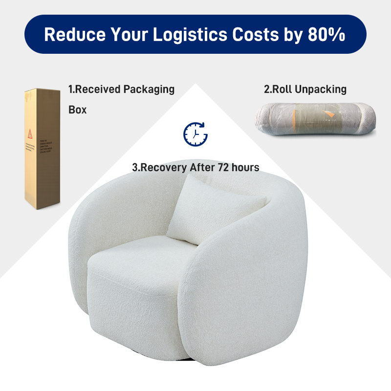 S252-1 Modern Italian Designer White Boucle Armchair Arc Leisure Sofa Chair Vacuum Compression High-density Foam Chair